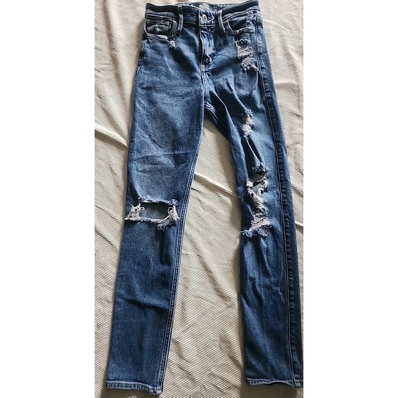 Women's Hollister High Rise Slim Straight Distressed Jeans 24 X 28 0 R - Picture 2 of 8